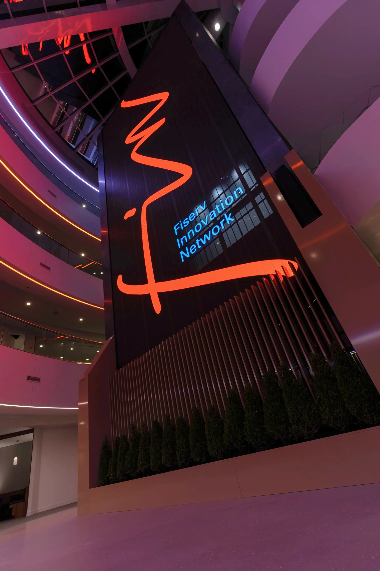 Architectural LED display at the Fiserv Innovation Center